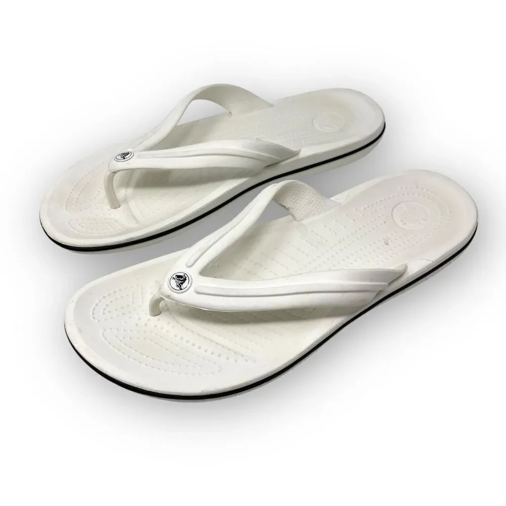 Crocs Crocband Flip Flops White Sandals Men’s Size 11